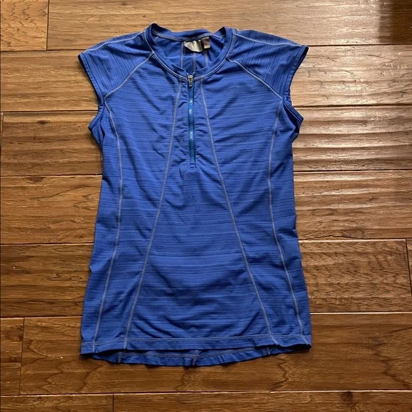 Athleta Pacifica Cap Sleeve 1/4 Zip Athletic Top in Blue Size S - Picture 1 of 8